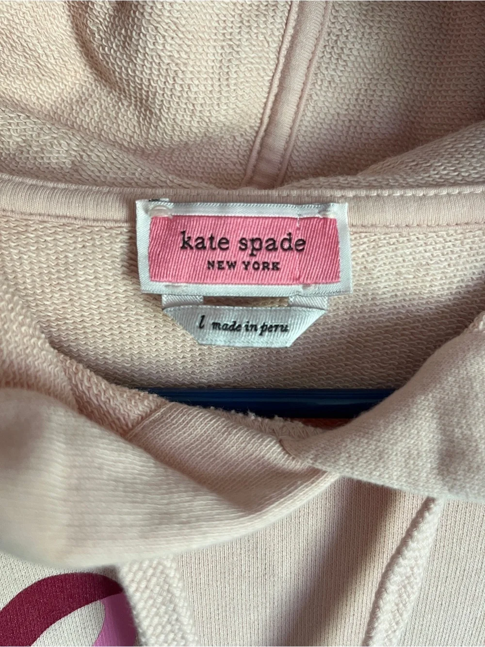 Kate Spade Ribbon Hoodie in Pink Ruby Cotton French Terry Size: Large MSRP:$159